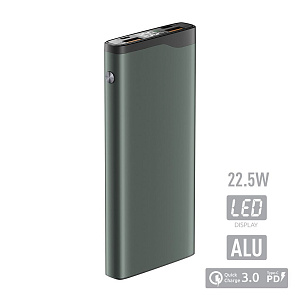 Внешний аккумулятор, 10000 mAh, QuickCharge3.0/PowerDelivery, зеленый